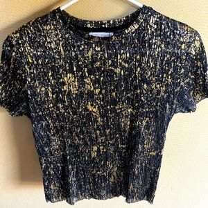 Zara navy blue & gold cropped Top size M